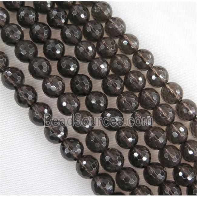 smoky quartz bead, faceted round