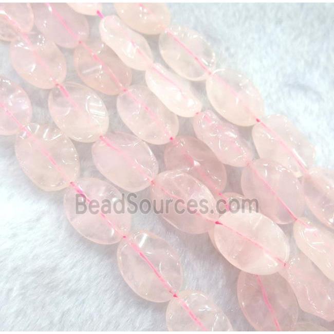 rose quartz bead, twist oval