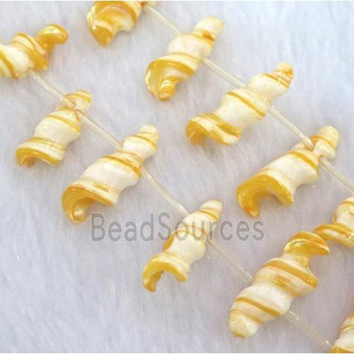 freshwater shell bead, yellow