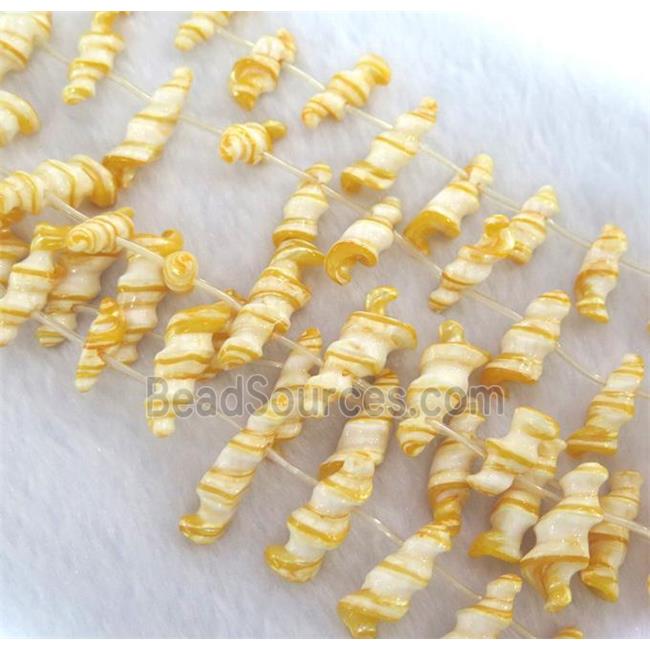 freshwater shell bead, yellow