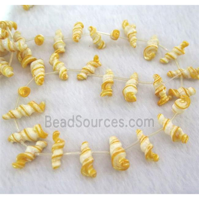 freshwater shell bead, yellow