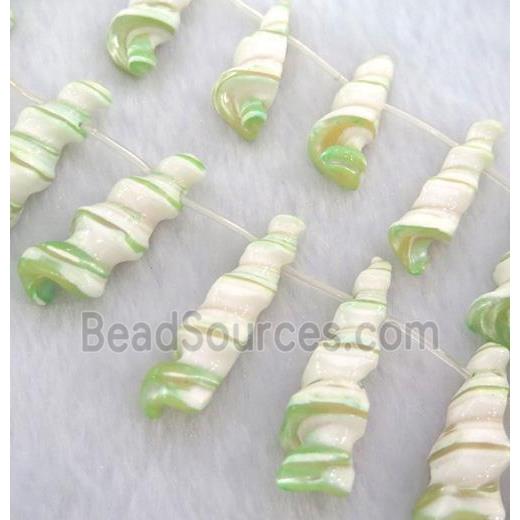 freshwater shell bead, green