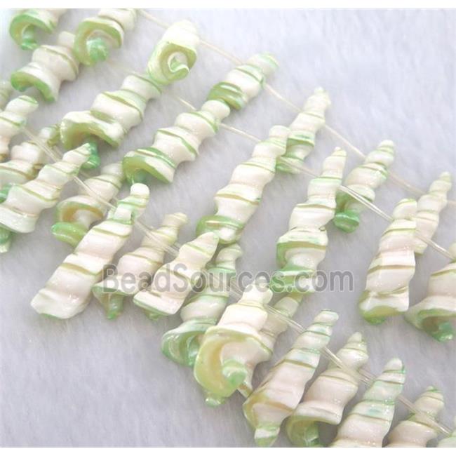 freshwater shell bead, green