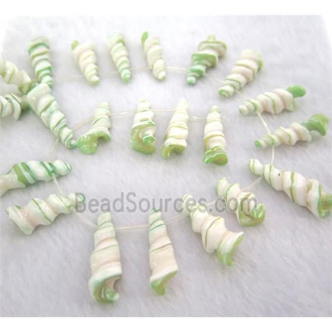 freshwater shell bead, green