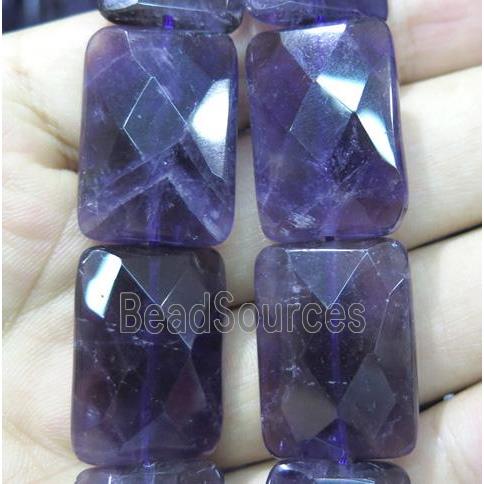 amethyst bead, faceted rectangle