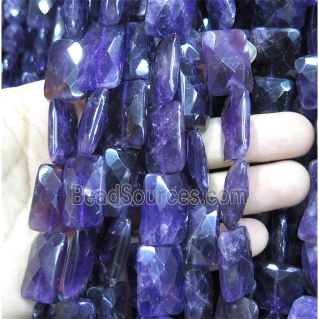 amethyst bead, faceted rectangle