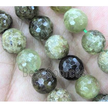 green garnet beads, faceted round