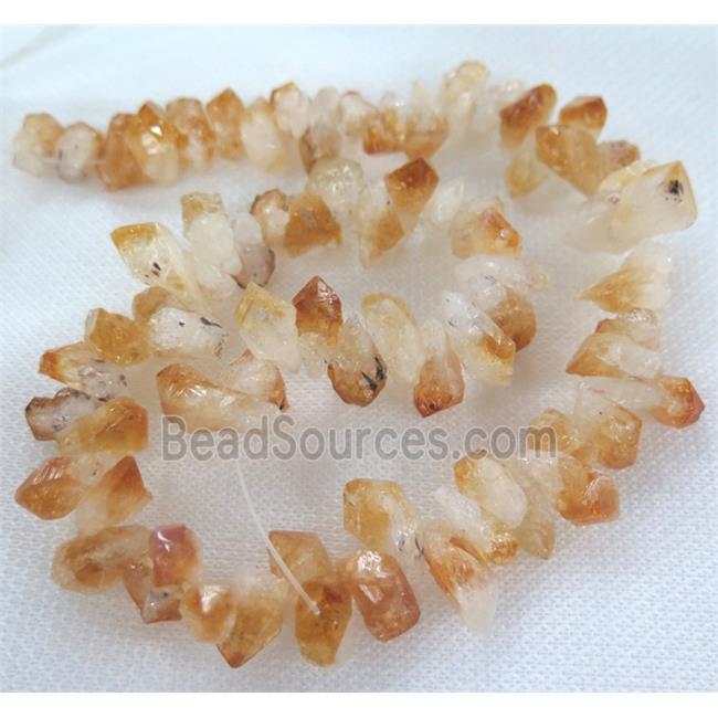 citrine bead, chips, freeform, yellow