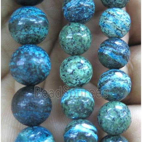 round Blue SilverLine Jasper beads