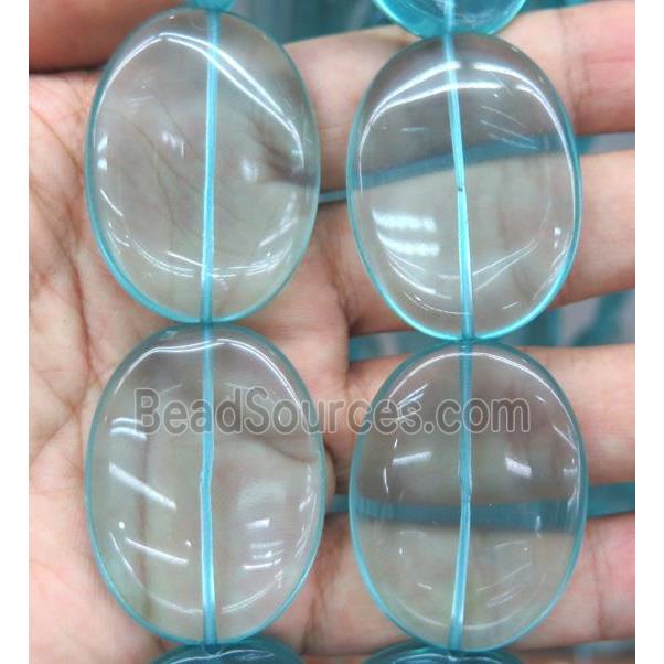 Topaz beads synthetic with crystal, blue, oval