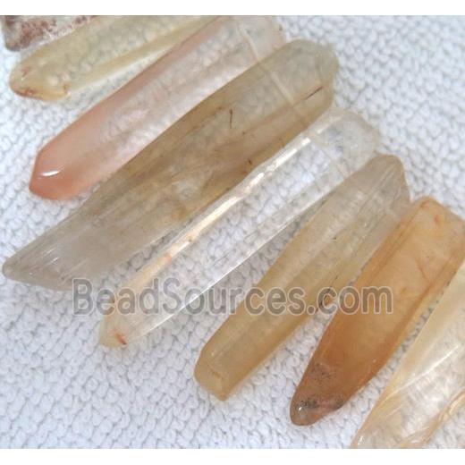 lemon quartz stick bead for necklace, freeform