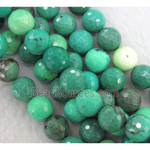 Natural Green Grass Agate Beads Faceted Round