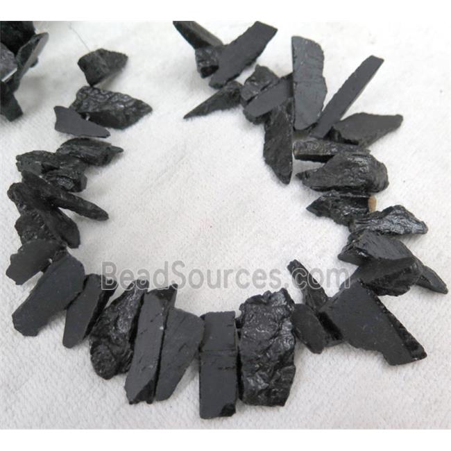 black Tourmaline beads, freeform