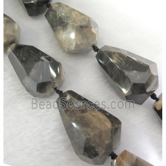 agate beads for necklace, faceted teardrop