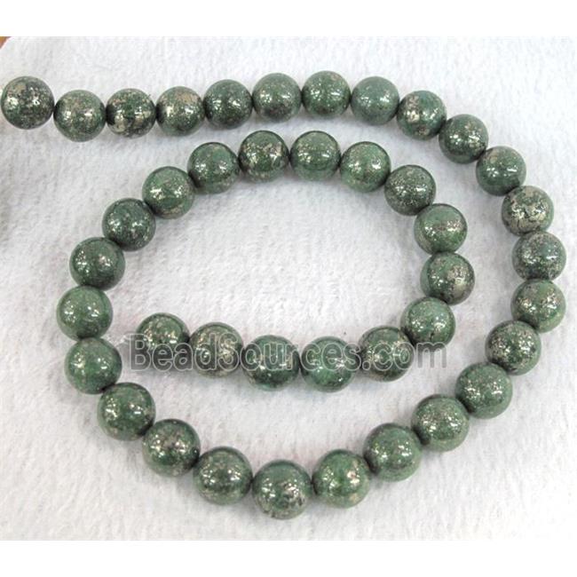 golden-spot green jasper beads, round