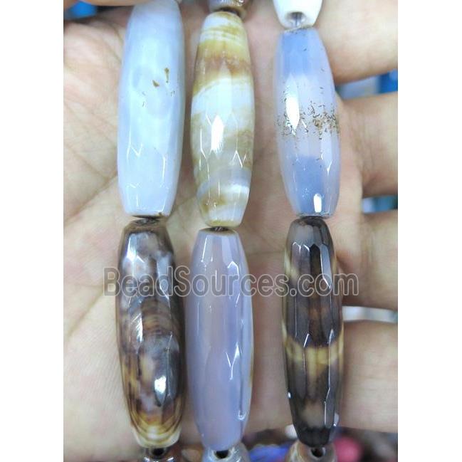 agate bead, faceted barrel