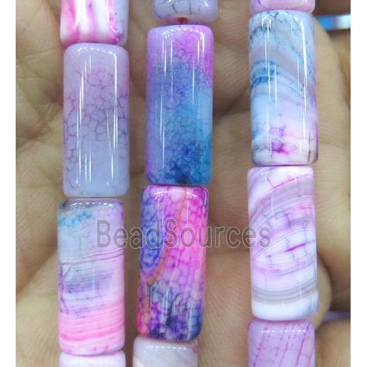 pink stripe agate beads, tube