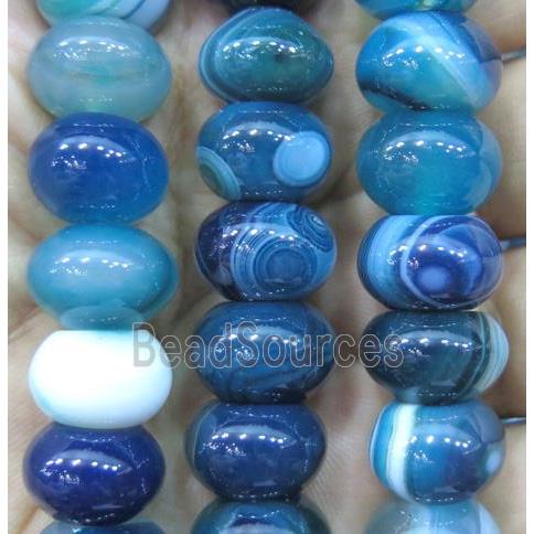 blue stripe agate bead, rondelle