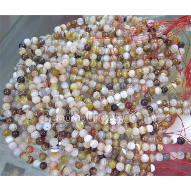 yellow stripe agate bead, round