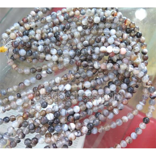 gray stripe agate beads, round