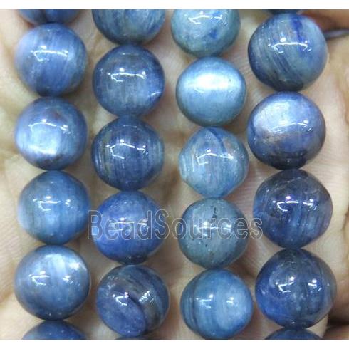 Kyanite bead, round, blue, Grade-AAA