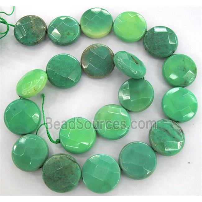 green grass agate beads, faceted circle