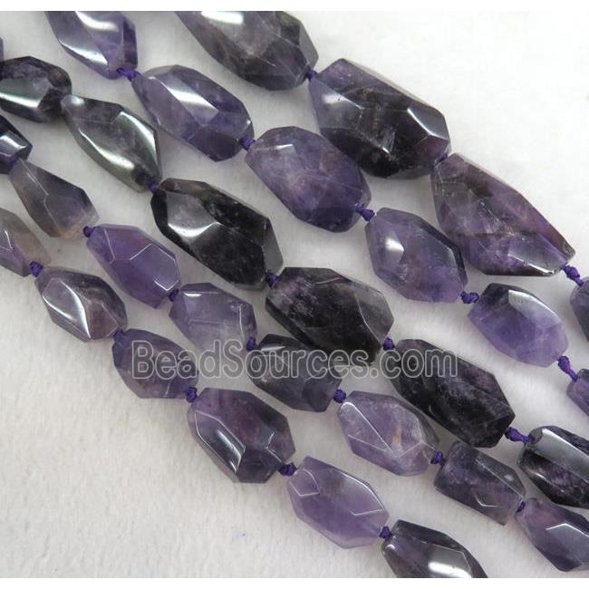 amethyst beads, faceted freeform, purple