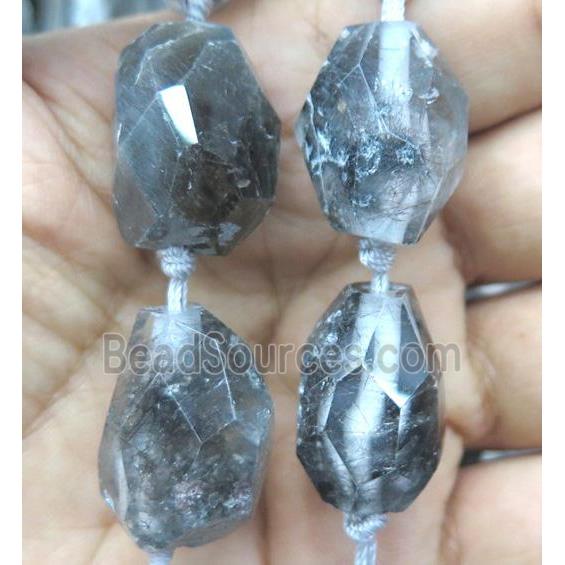 Black Rutilated Quartz nugget beads, freeform