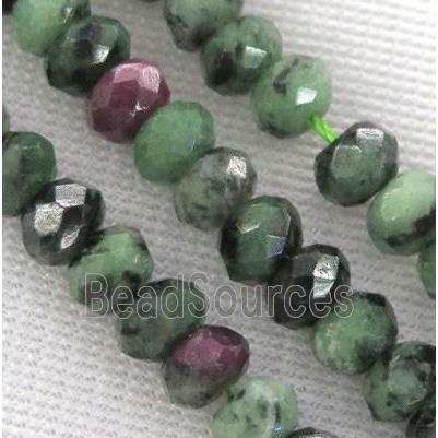 Ruby Zoisite beads, faceted rondelle, hand-cutting