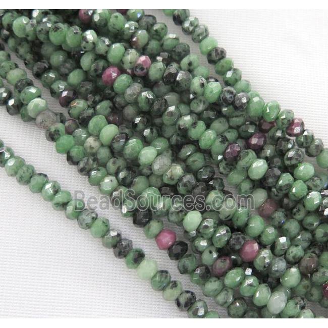 Ruby Zoisite beads, faceted rondelle, hand-cutting