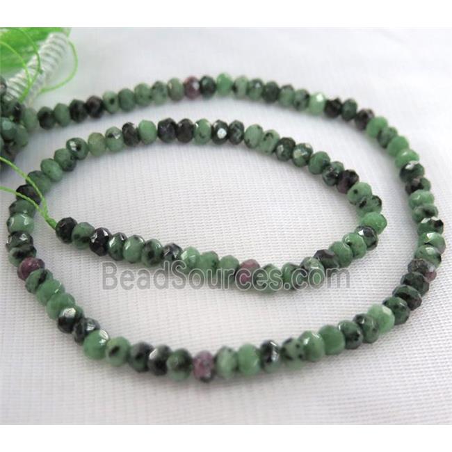 Ruby Zoisite beads, faceted rondelle, hand-cutting