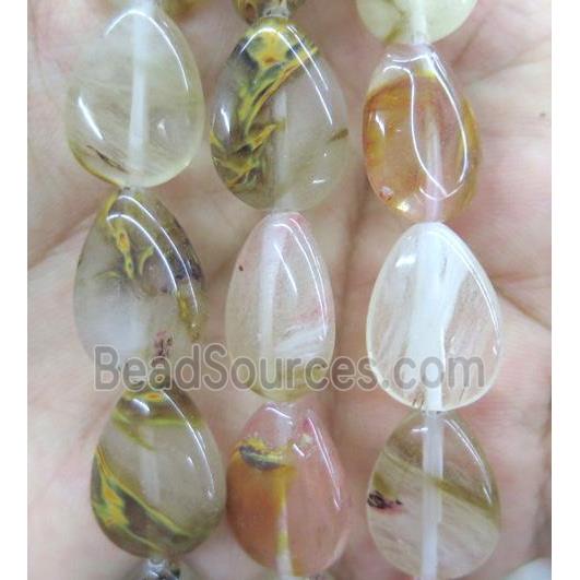 cherry quartz bead, teardrop