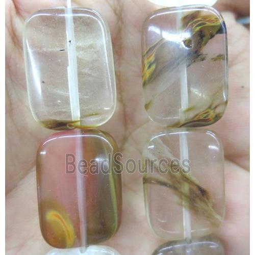 cherry quartz bead, rectangle