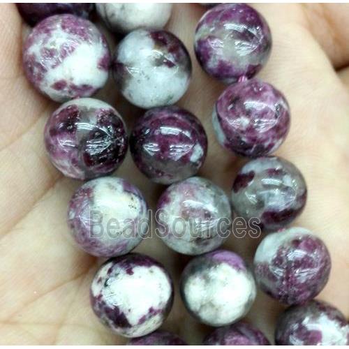 red natural Tourmaline beads, round, AB grade