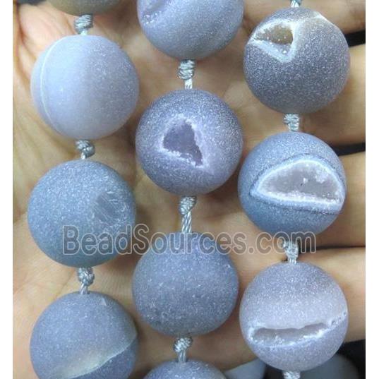 round gray Agate Druzy beads