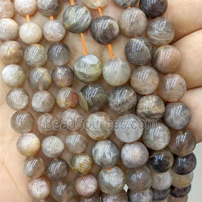 black Sunstone Beads, round