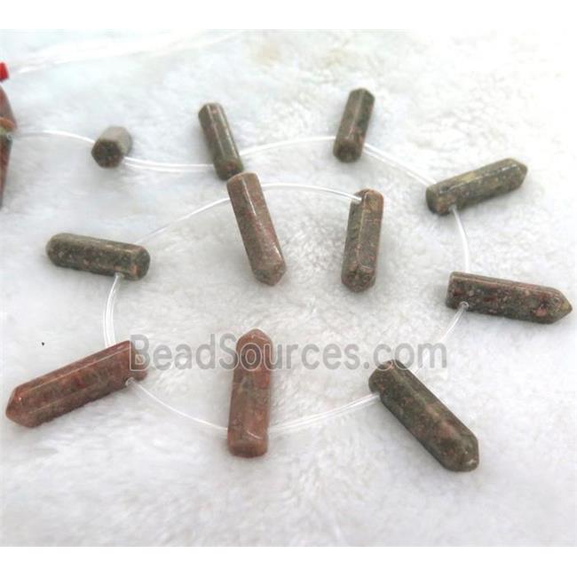 unakite beads, bullet shape