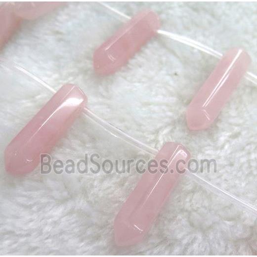 rose quartz beads, bullet shape