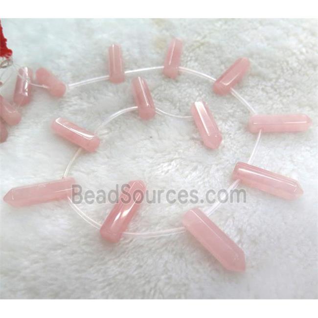 rose quartz beads, bullet shape