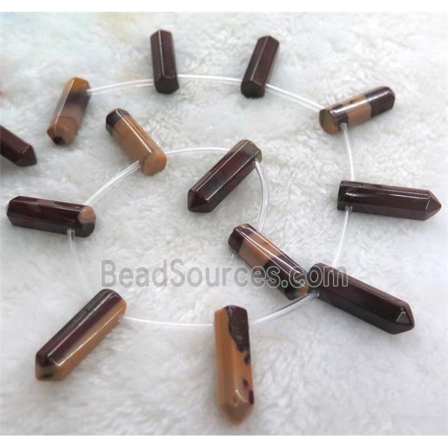 mookaite beads, bullet shape