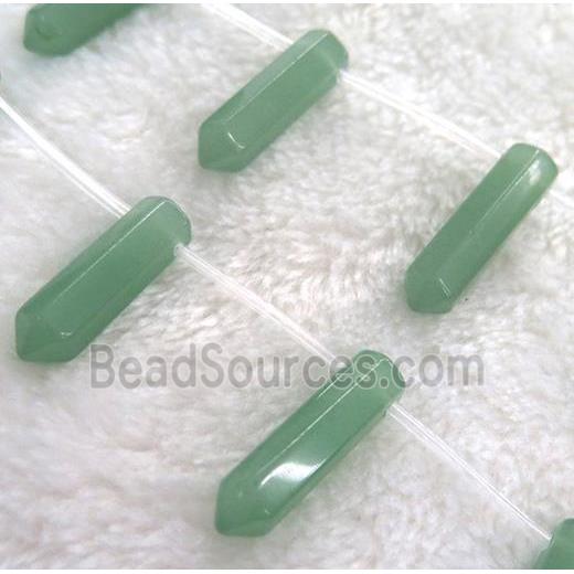 green aventurine bead, bullet shape