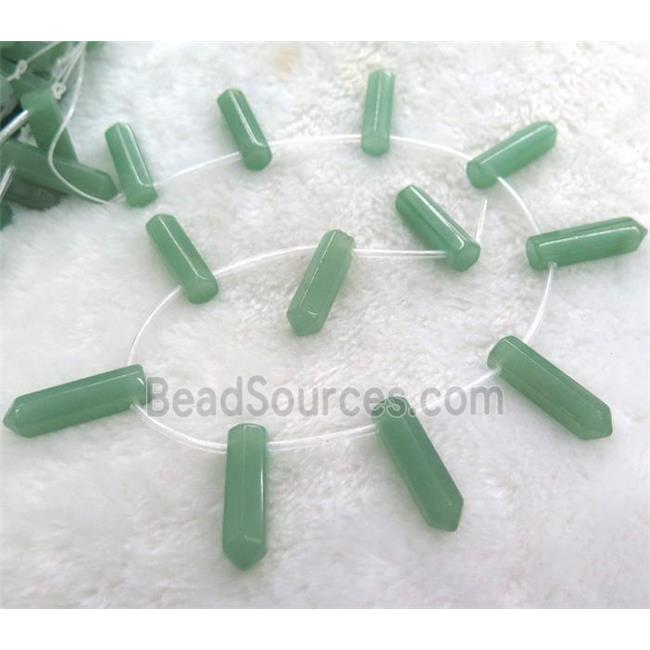 green aventurine bead, bullet shape