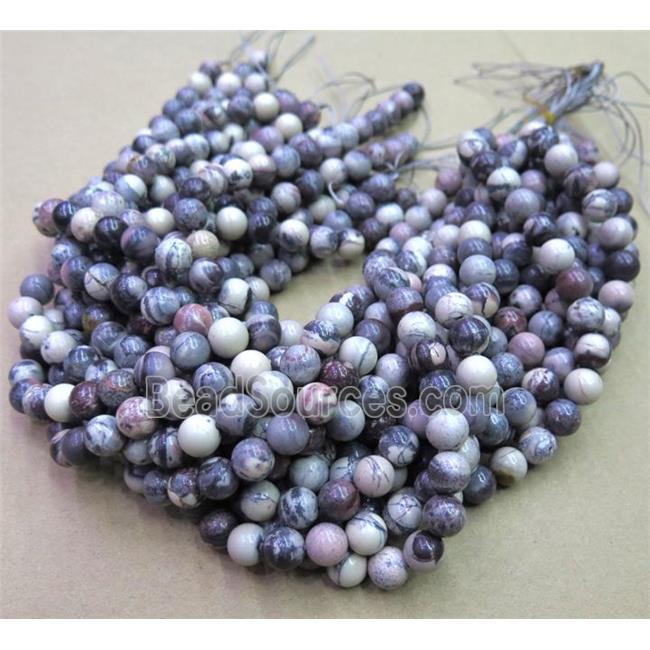 Purple line Jasper beads, round