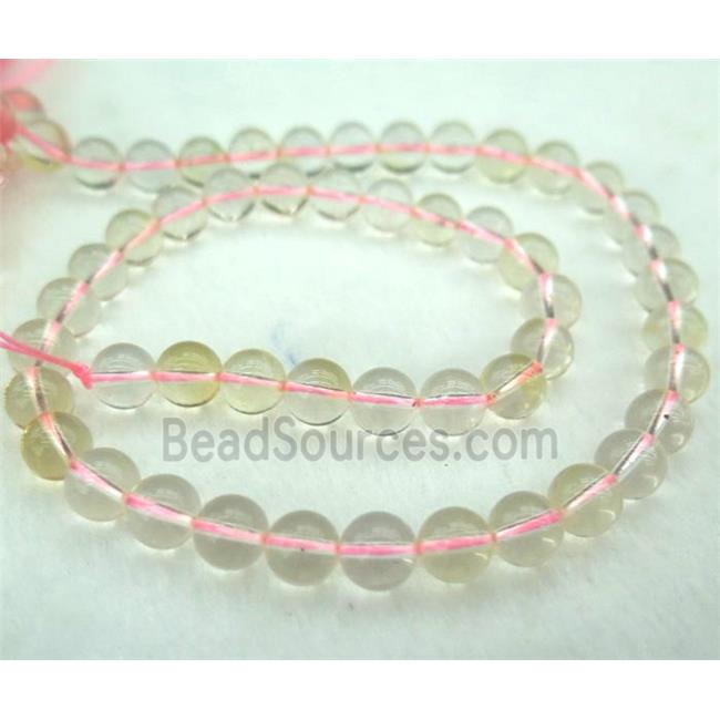 golden Clear Quartz Beads, round