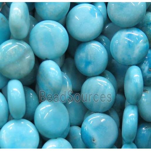 Larimar beads, flat round, stability