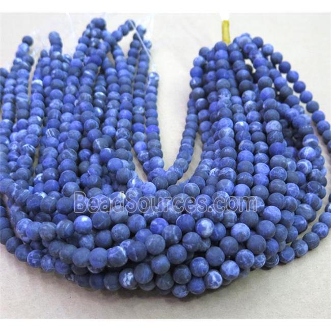 Natural Blue Sodalite Beads Round Matte