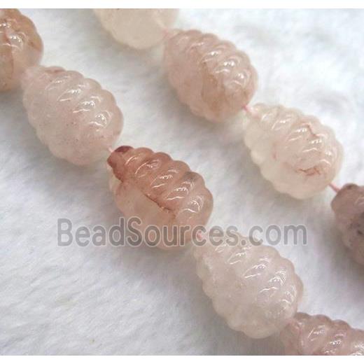 pink Strawberry Quartz teardrop beads