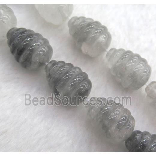 grey cloudy quartz teardrop beads