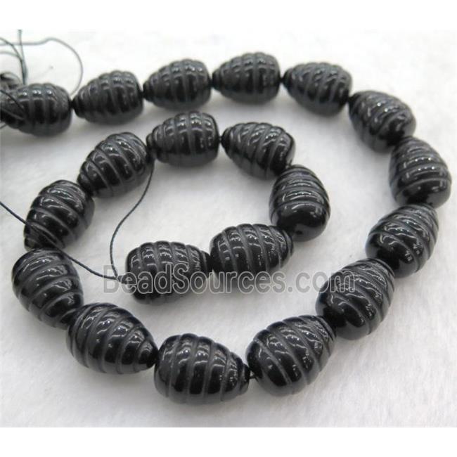 black onyx agate teardrop beads