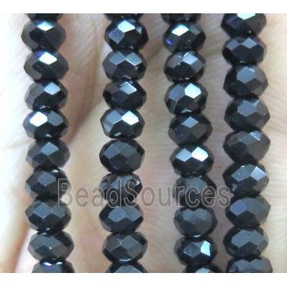 Black Spinel Beads, faceted rondelle, AA-Grade